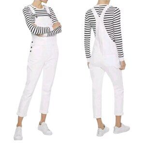 Frame Denim Le Garcon White Denim Overalls ASO Rhianna Isabella Calthorpe Size M